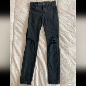 American Eagle Outfitters Black Distressed Skinny Jeans